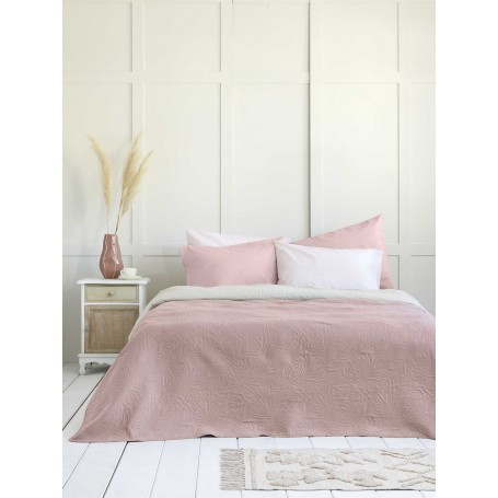 Κουβερλί Υπέρδιπλο (220*240) NIMA Natara Light Beige /Rose Pink