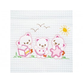 Κουβέρτα Βρεφική Πικέ Κούνιας (110*140) ADAMhome Bear White/Pink