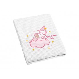 Κουβέρτα Βρεφική Πικέ Κούνιας (110*140) ADAMhome Elephant White/Pink